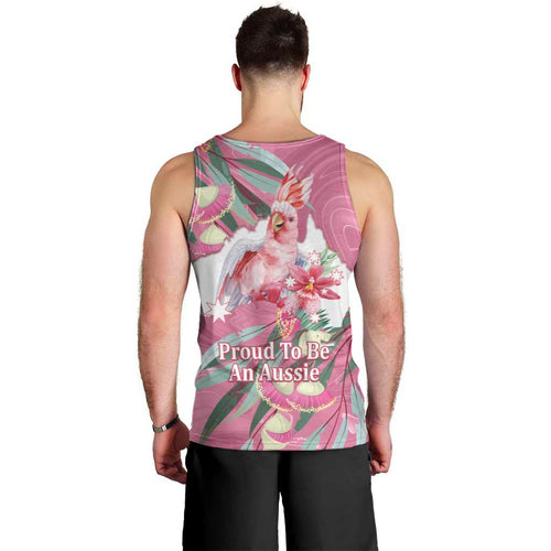 Pink Cockatoo Australia Day Men Tank Top Proud To Be An Aussie Opal Eucalyptus Blossoms - Aussie Hoodie