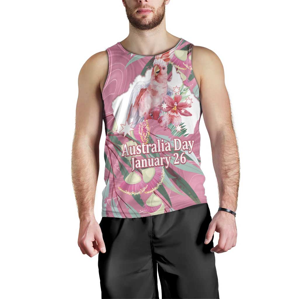 Pink Cockatoo Australia Day Men Tank Top Proud To Be An Aussie Opal Eucalyptus Blossoms - Aussie Hoodie