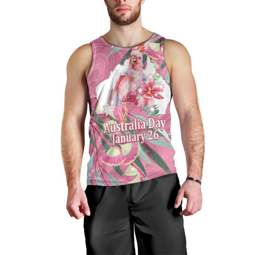 Pink Cockatoo Australia Day Men Tank Top Proud To Be An Aussie Opal Eucalyptus Blossoms - Aussie Hoodie