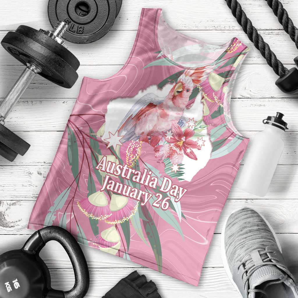 Pink Cockatoo Australia Day Men Tank Top Proud To Be An Aussie Opal Eucalyptus Blossoms - Aussie Hoodie