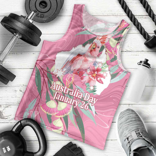 Pink Cockatoo Australia Day Men Tank Top Proud To Be An Aussie Opal Eucalyptus Blossoms - Aussie Hoodie