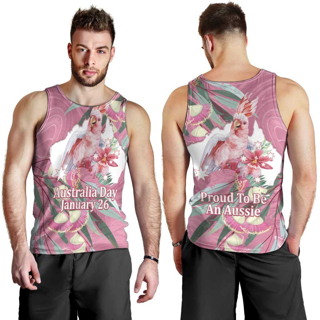 Pink Cockatoo Australia Day Men Tank Top Proud To Be An Aussie Opal Eucalyptus Blossoms - Aussie Hoodie