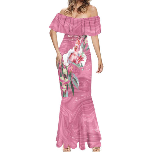 Pink Cockatoo Australia Day Mermaid Dress Proud To Be An Aussie Opal Eucalyptus Blossoms - Aussie Hoodie