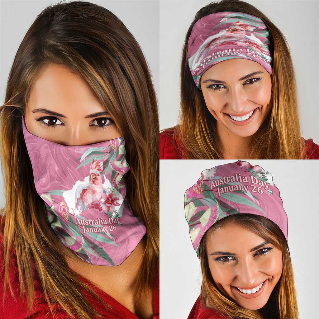 Pink Cockatoo Australia Day Neck Gaiter Proud To Be An Aussie Opal Eucalyptus Blossoms - Aussie Hoodie
