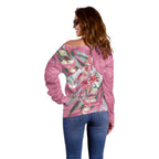 Pink Cockatoo Australia Day Off Shoulder Sweater Proud To Be An Aussie Opal Eucalyptus Blossoms - Aussie Hoodie