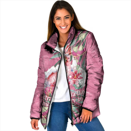 Pink Cockatoo Australia Day Padded Jacket Proud To Be An Aussie Opal Eucalyptus Blossoms - Aussie Hoodie