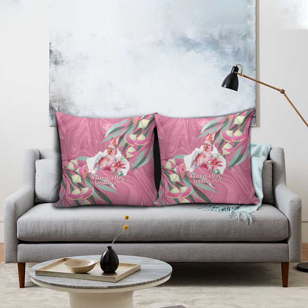 Pink Cockatoo Australia Day Pillow Cover Proud To Be An Aussie Opal Eucalyptus Blossoms - Aussie Hoodie