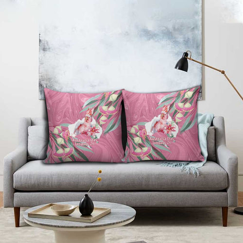 Pink Cockatoo Australia Day Pillow Cover Proud To Be An Aussie Opal Eucalyptus Blossoms - Aussie Hoodie