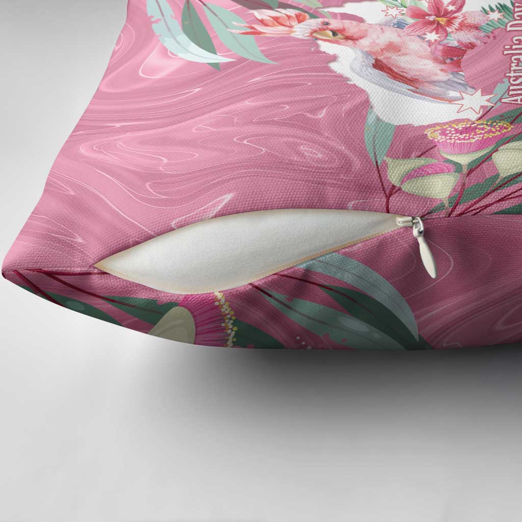 Pink Cockatoo Australia Day Pillow Cover Proud To Be An Aussie Opal Eucalyptus Blossoms - Aussie Hoodie