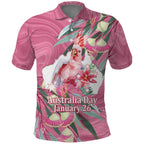 Pink Cockatoo Australia Day Polo Shirt Proud To Be An Aussie Opal Eucalyptus Blossoms - Aussie Hoodie