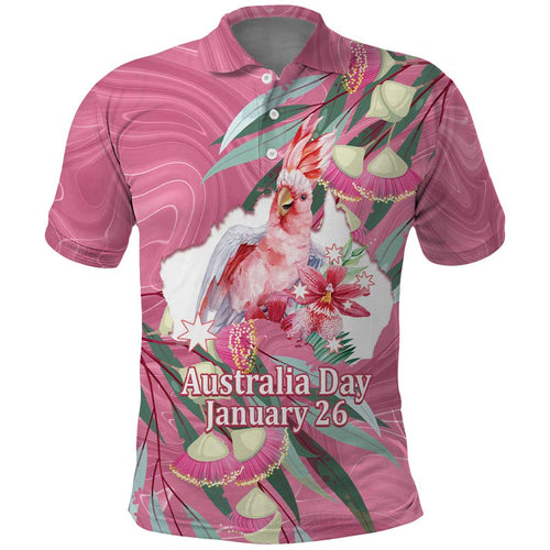 Pink Cockatoo Australia Day Polo Shirt Proud To Be An Aussie Opal Eucalyptus Blossoms - Aussie Hoodie
