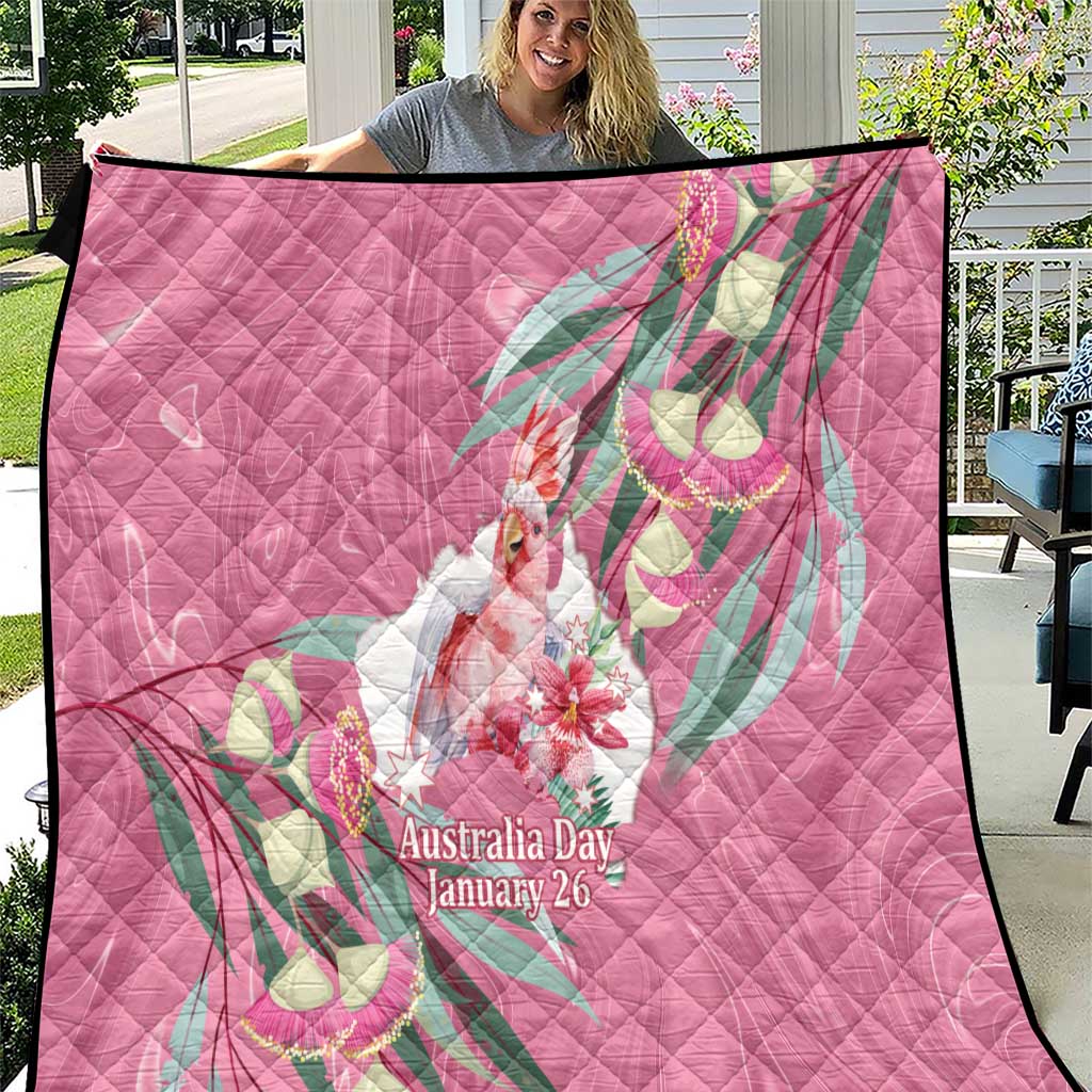 Pink Cockatoo Australia Day Quilt Proud To Be An Aussie Opal Eucalyptus Blossoms - Aussie Hoodie