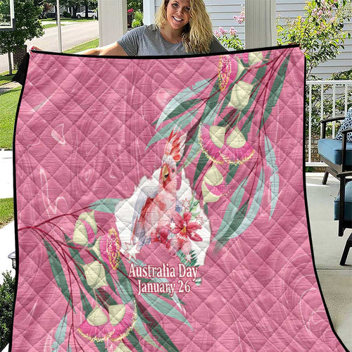 Pink Cockatoo Australia Day Quilt Proud To Be An Aussie Opal Eucalyptus Blossoms - Aussie Hoodie