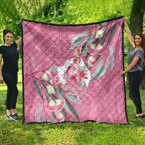 Pink Cockatoo Australia Day Quilt Proud To Be An Aussie Opal Eucalyptus Blossoms - Aussie Hoodie