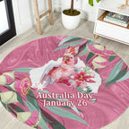 Pink Cockatoo Australia Day Round Carpet Proud To Be An Aussie Opal Eucalyptus Blossoms - Aussie Hoodie