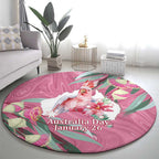 Pink Cockatoo Australia Day Round Carpet Proud To Be An Aussie Opal Eucalyptus Blossoms - Aussie Hoodie