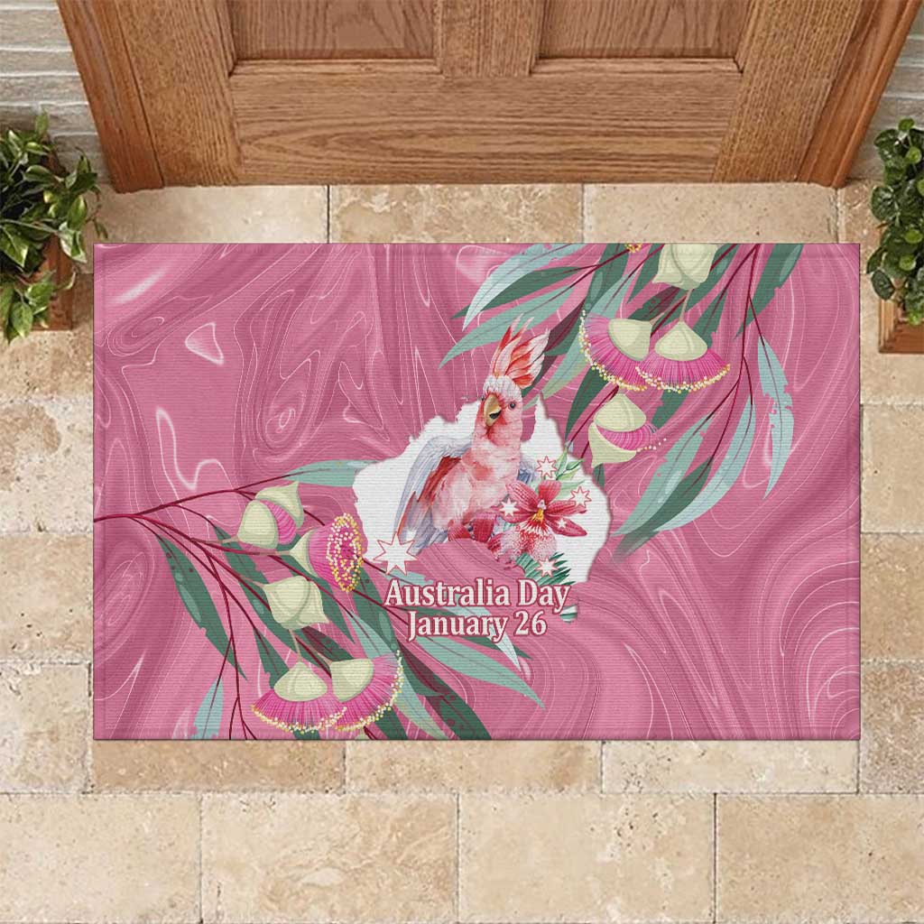 Pink Cockatoo Australia Day Rubber Doormat Proud To Be An Aussie Opal Eucalyptus Blossoms - Aussie Hoodie