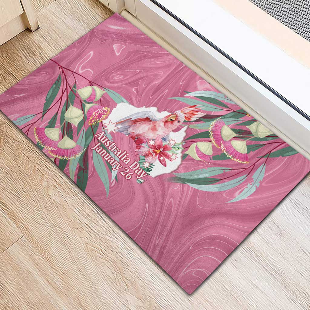 Pink Cockatoo Australia Day Rubber Doormat Proud To Be An Aussie Opal Eucalyptus Blossoms - Aussie Hoodie