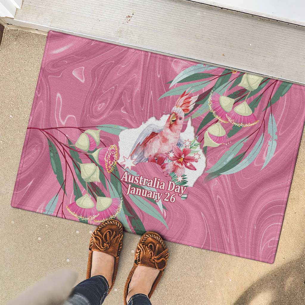 Pink Cockatoo Australia Day Rubber Doormat Proud To Be An Aussie Opal Eucalyptus Blossoms - Aussie Hoodie