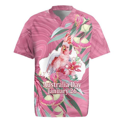 Pink Cockatoo Australia Day Rugby Jersey Proud To Be An Aussie Opal Eucalyptus Blossoms - Aussie Hoodie