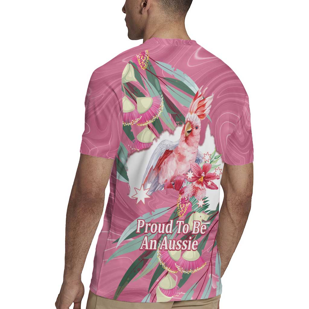 Pink Cockatoo Australia Day Rugby Jersey Proud To Be An Aussie Opal Eucalyptus Blossoms - Aussie Hoodie