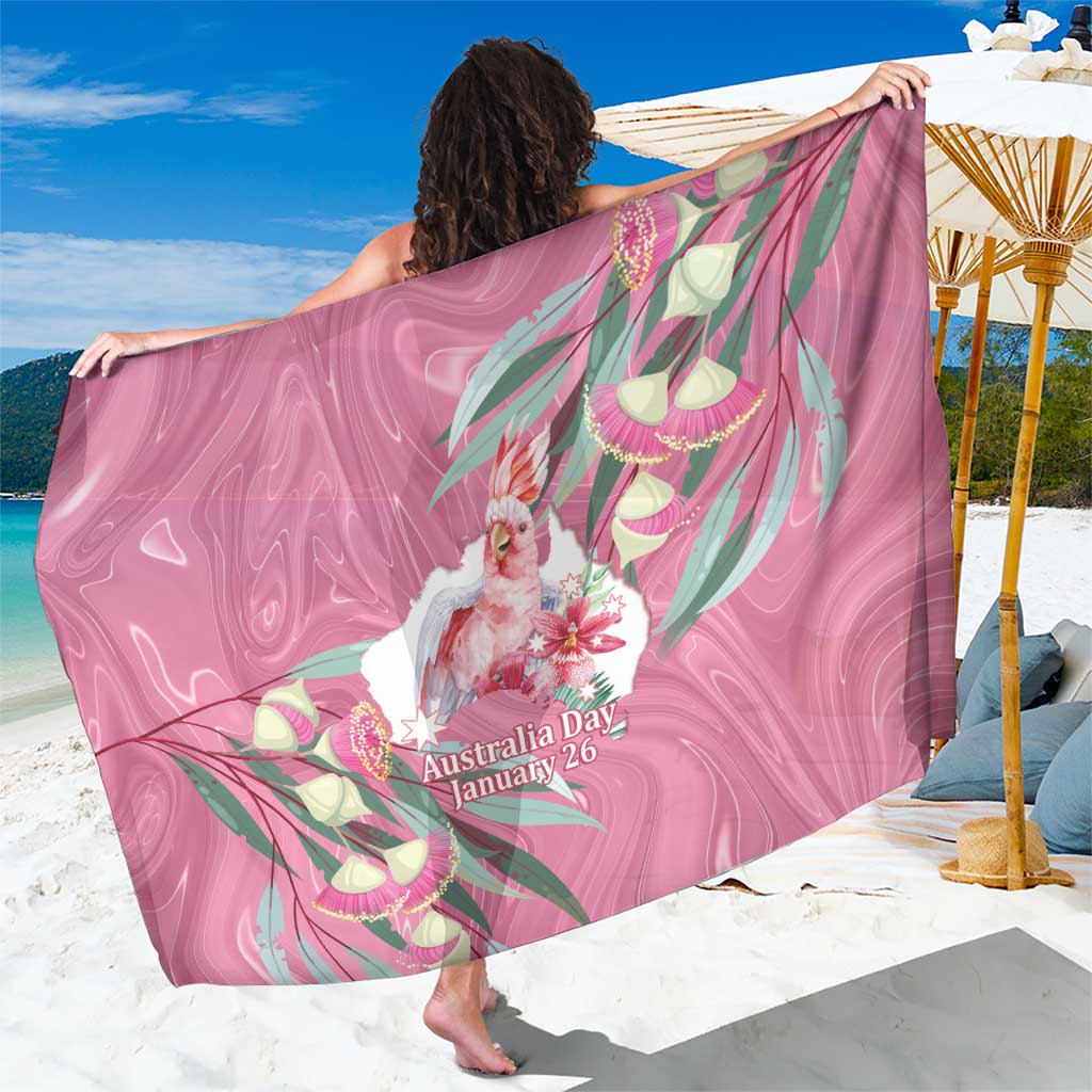 Pink Cockatoo Australia Day Sarong Proud To Be An Aussie Opal Eucalyptus Blossoms - Aussie Hoodie