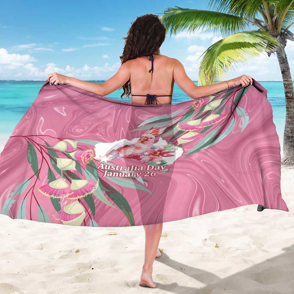 Pink Cockatoo Australia Day Sarong Proud To Be An Aussie Opal Eucalyptus Blossoms - Aussie Hoodie