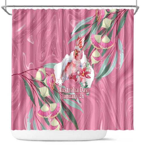 Pink Cockatoo Australia Day Shower Curtain Proud To Be An Aussie Opal Eucalyptus Blossoms - Aussie Hoodie