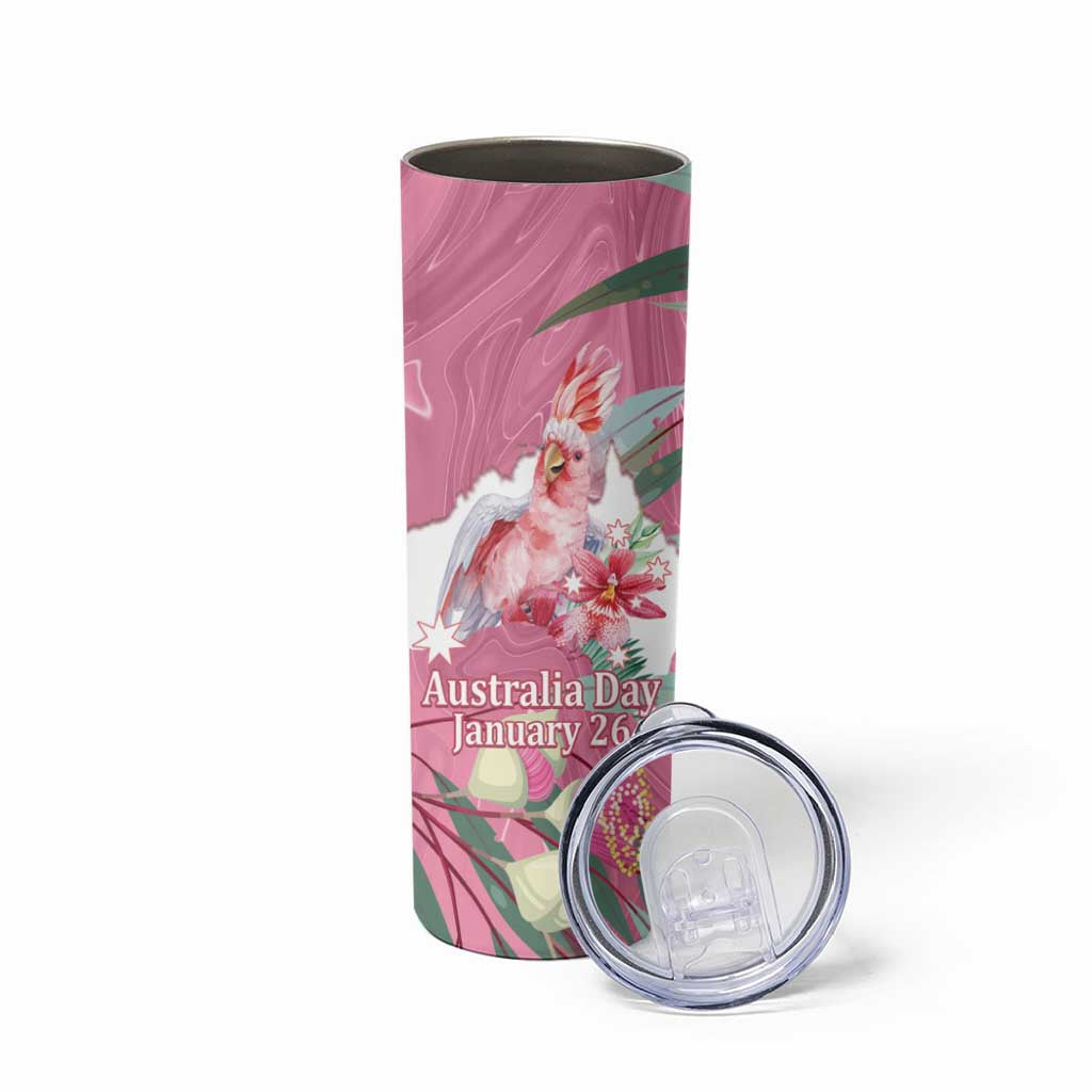 Pink Cockatoo Australia Day Skinny Tumbler Proud To Be An Aussie Opal Eucalyptus Blossoms - Aussie Hoodie
