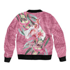 Pink Cockatoo Australia Day Sleeve Zip Bomber Jacket Proud To Be An Aussie Opal Eucalyptus Blossoms - Aussie Hoodie