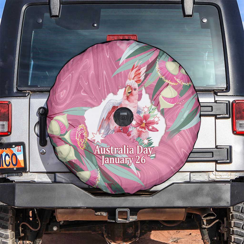 Pink Cockatoo Australia Day Spare Tire Cover Proud To Be An Aussie Opal Eucalyptus Blossoms - Aussie Hoodie
