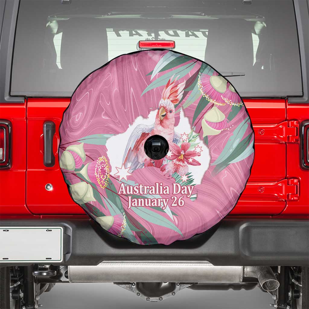Pink Cockatoo Australia Day Spare Tire Cover Proud To Be An Aussie Opal Eucalyptus Blossoms - Aussie Hoodie