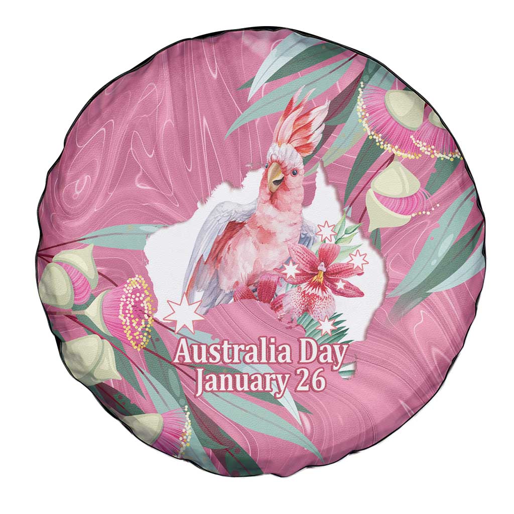 Pink Cockatoo Australia Day Spare Tire Cover Proud To Be An Aussie Opal Eucalyptus Blossoms - Aussie Hoodie