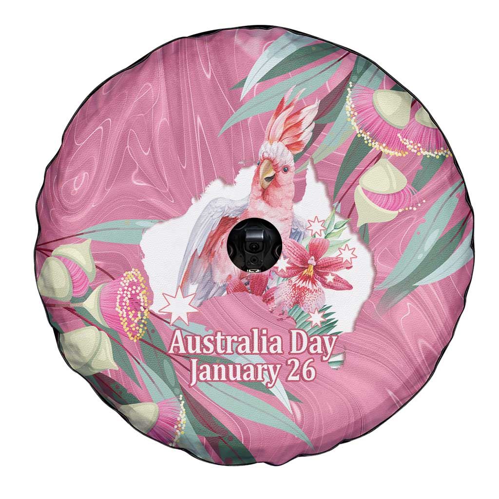 Pink Cockatoo Australia Day Spare Tire Cover Proud To Be An Aussie Opal Eucalyptus Blossoms - Aussie Hoodie