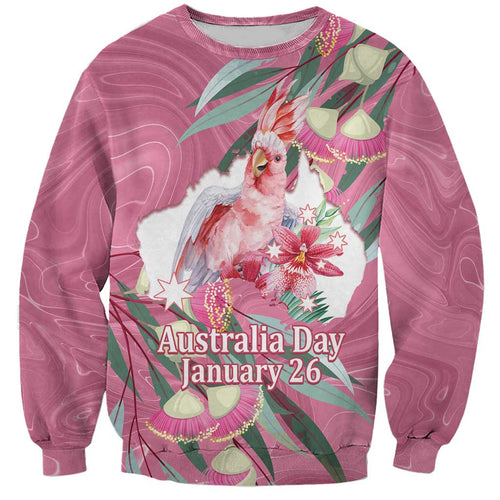 Pink Cockatoo Australia Day Sweatshirt Proud To Be An Aussie Opal Eucalyptus Blossoms - Aussie Hoodie
