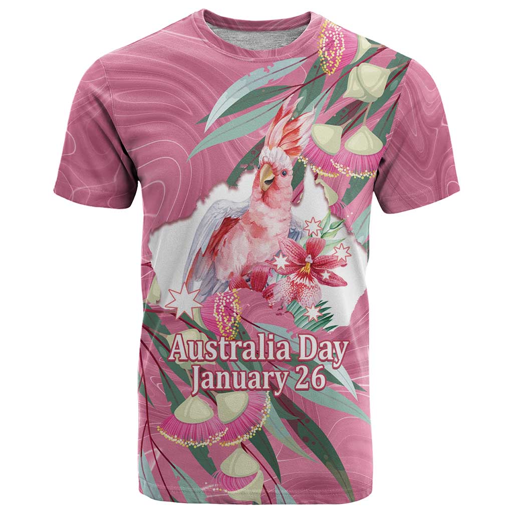 Pink Cockatoo Australia Day T Shirt Proud To Be An Aussie Opal Eucalyptus Blossoms - Aussie Hoodie