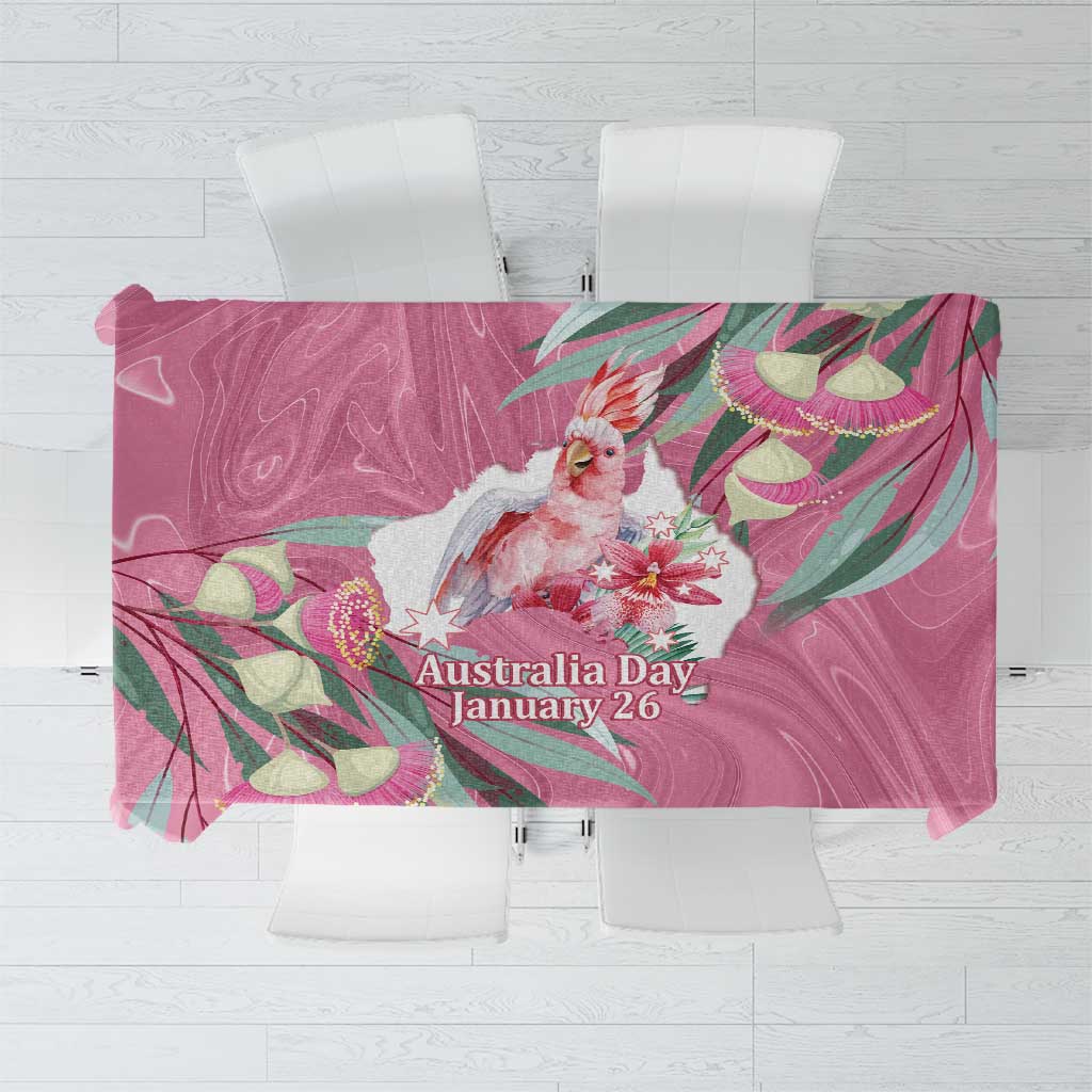 Pink Cockatoo Australia Day Tablecloth Proud To Be An Aussie Opal Eucalyptus Blossoms - Aussie Hoodie