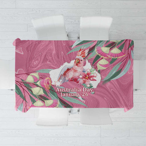 Pink Cockatoo Australia Day Tablecloth Proud To Be An Aussie Opal Eucalyptus Blossoms - Aussie Hoodie