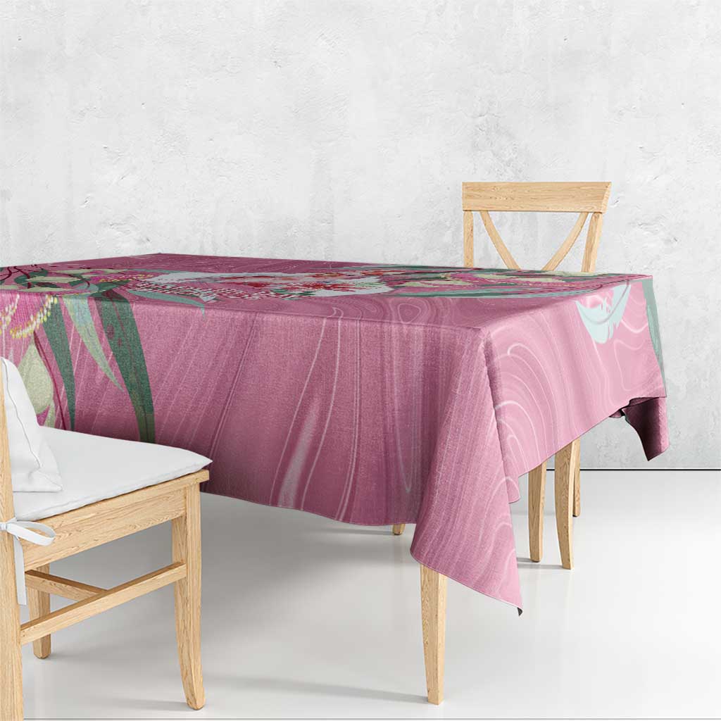Pink Cockatoo Australia Day Tablecloth Proud To Be An Aussie Opal Eucalyptus Blossoms - Aussie Hoodie