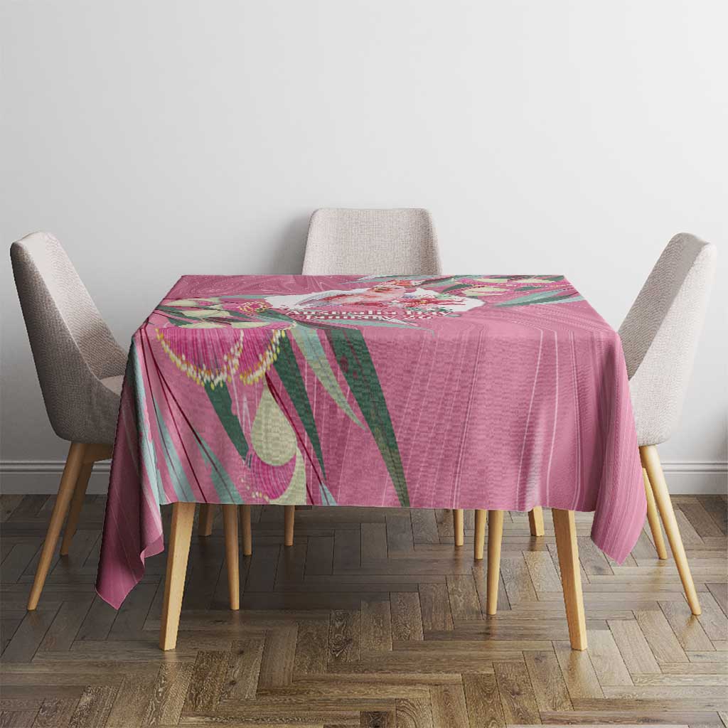 Pink Cockatoo Australia Day Tablecloth Proud To Be An Aussie Opal Eucalyptus Blossoms - Aussie Hoodie