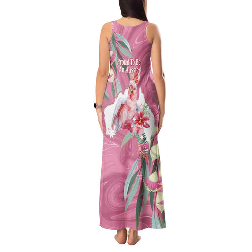 Pink Cockatoo Australia Day Tank Maxi Dress Proud To Be An Aussie Opal Eucalyptus Blossoms - Aussie Hoodie