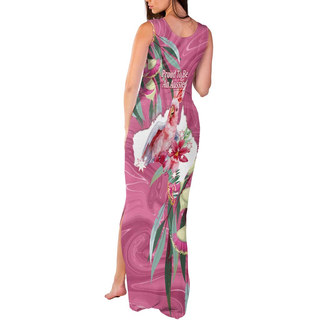 Pink Cockatoo Australia Day Tank Maxi Dress Proud To Be An Aussie Opal Eucalyptus Blossoms - Aussie Hoodie