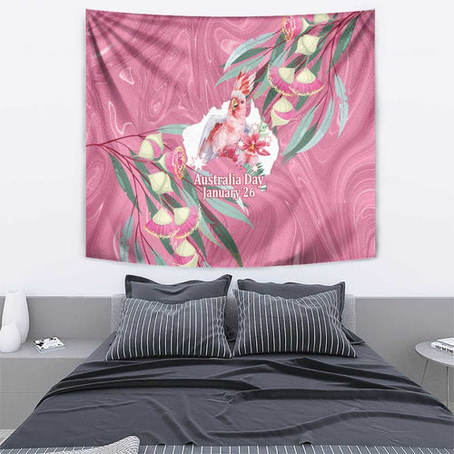 Pink Cockatoo Australia Day Tapestry Proud To Be An Aussie Opal Eucalyptus Blossoms - Aussie Hoodie