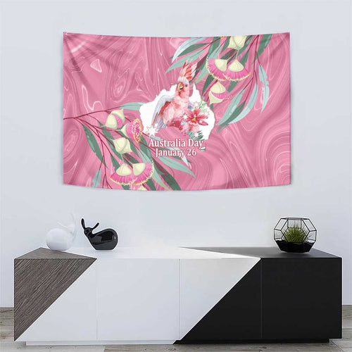 Pink Cockatoo Australia Day Tapestry Proud To Be An Aussie Opal Eucalyptus Blossoms - Aussie Hoodie