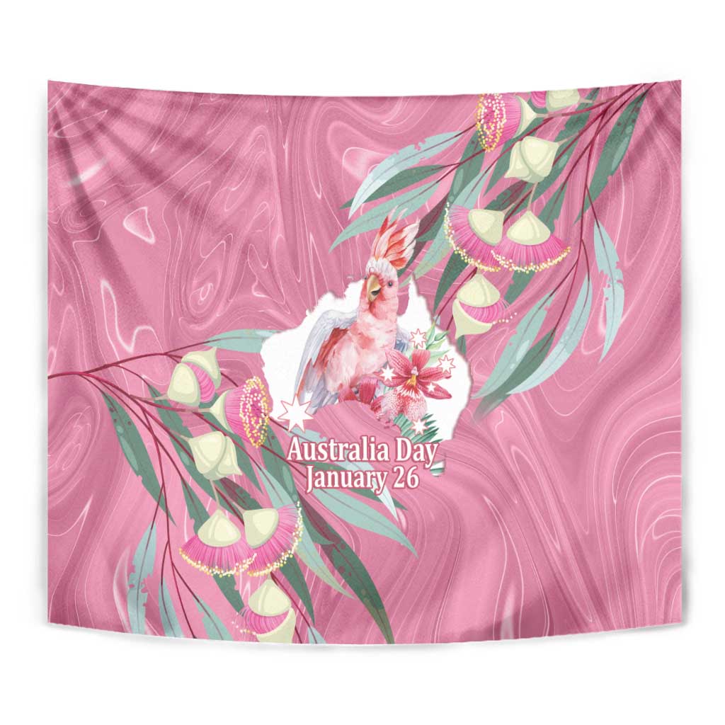 Pink Cockatoo Australia Day Tapestry Proud To Be An Aussie Opal Eucalyptus Blossoms - Aussie Hoodie