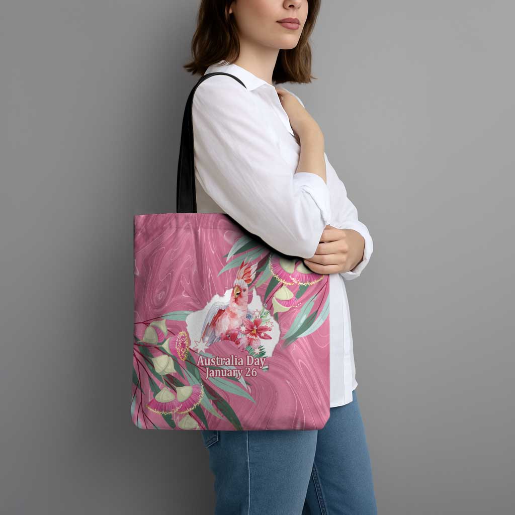 Pink Cockatoo Australia Day Tote Bag Proud To Be An Aussie Opal Eucalyptus Blossoms - Aussie Hoodie