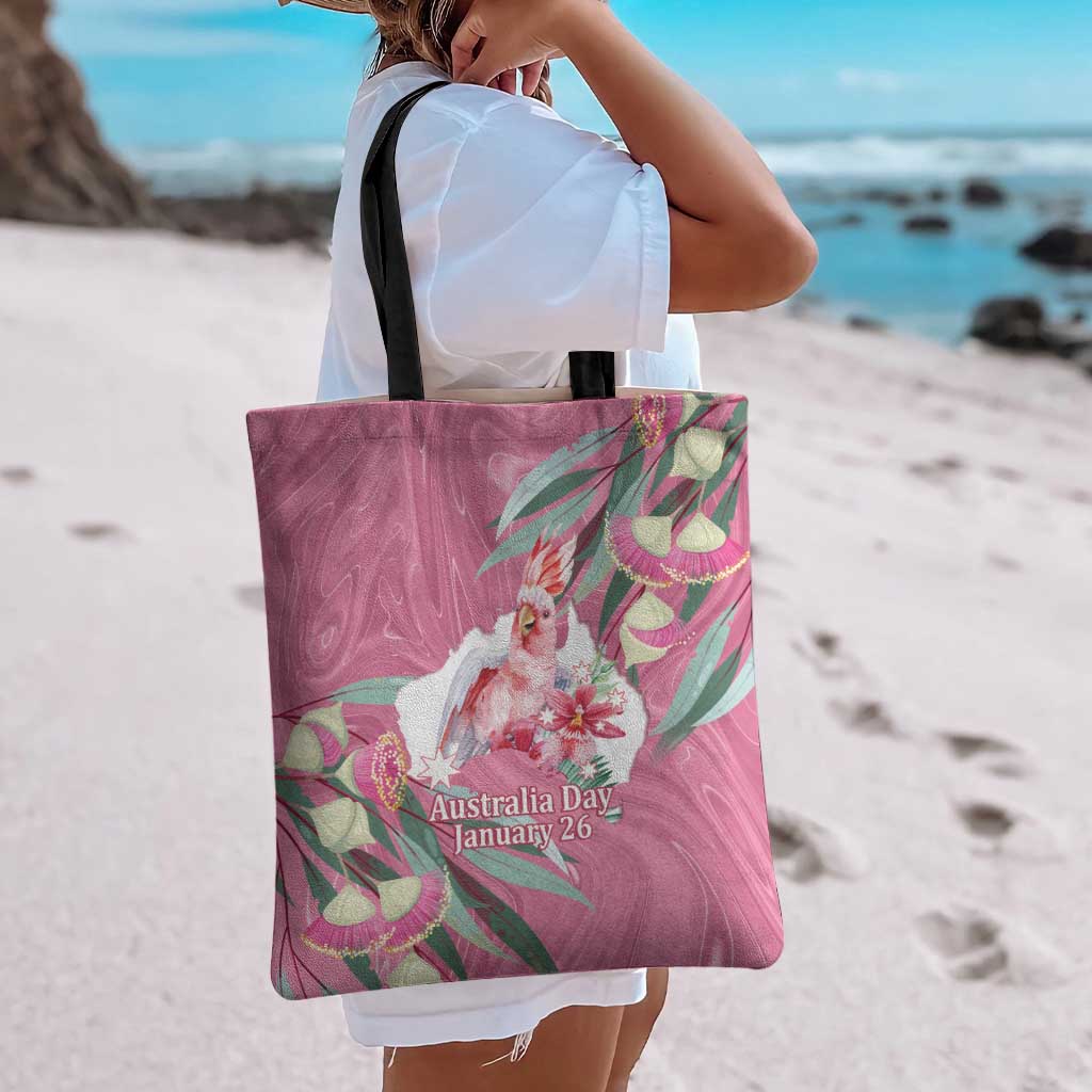 Pink Cockatoo Australia Day Tote Bag Proud To Be An Aussie Opal Eucalyptus Blossoms - Aussie Hoodie