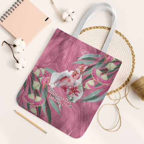 Pink Cockatoo Australia Day Tote Bag Proud To Be An Aussie Opal Eucalyptus Blossoms - Aussie Hoodie