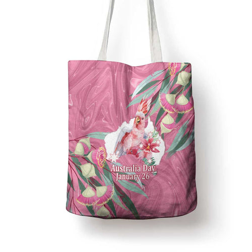 Pink Cockatoo Australia Day Tote Bag Proud To Be An Aussie Opal Eucalyptus Blossoms - Aussie Hoodie