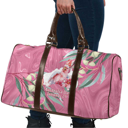 Pink Cockatoo Australia Day Travel Bag Proud To Be An Aussie Opal Eucalyptus Blossoms - Aussie Hoodie